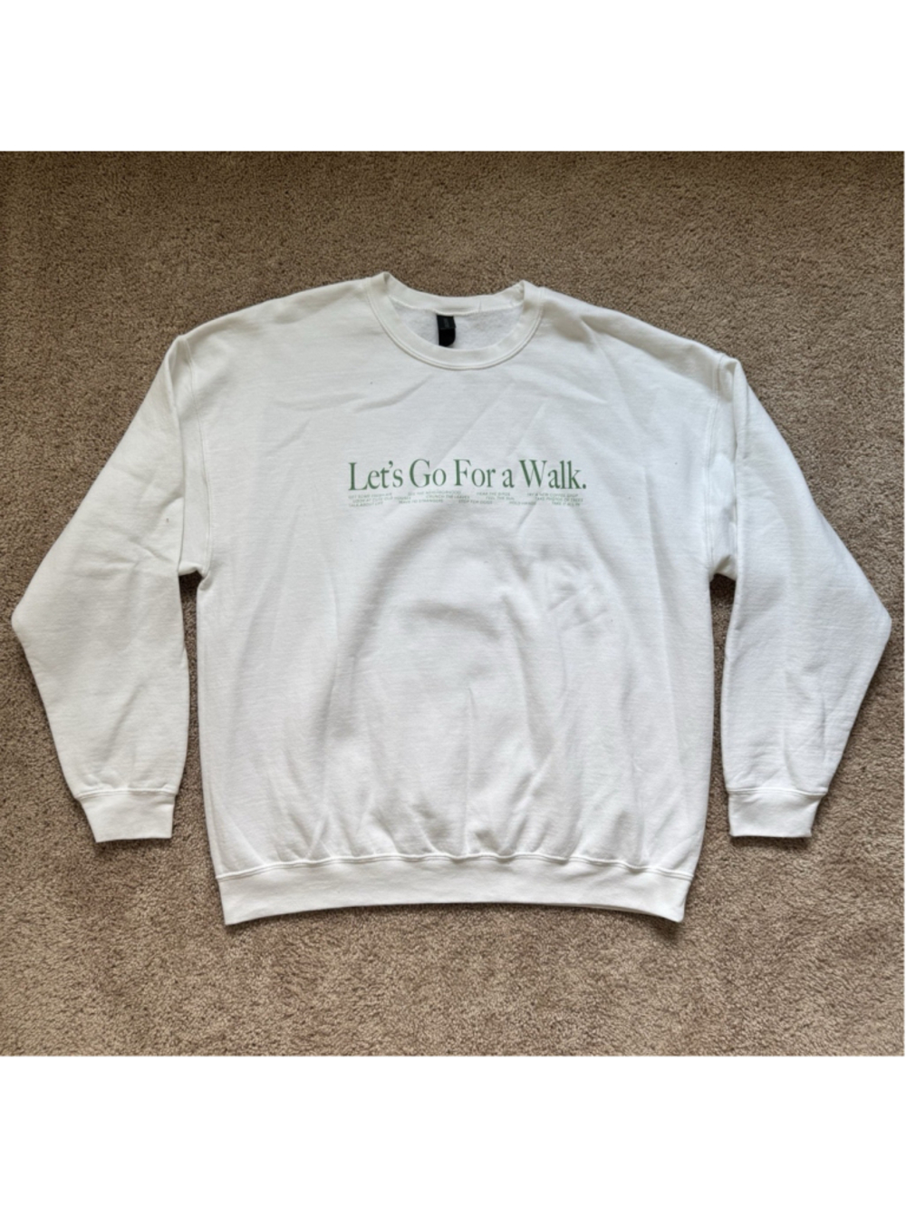 Let’s Go For A Walk White Unisex Crewneck Size XL